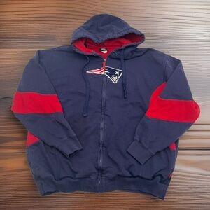 NFL New England Patriots Full Zip Hooded Jacket Men’s 2XL Navy Hoodie Sweatshirt